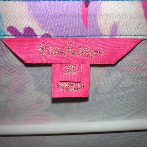 Lilly Pulitzer Lula Shift Dress Mister Pink Floral Birds Ruffle Sleeve size XS - Picture 7 of 9